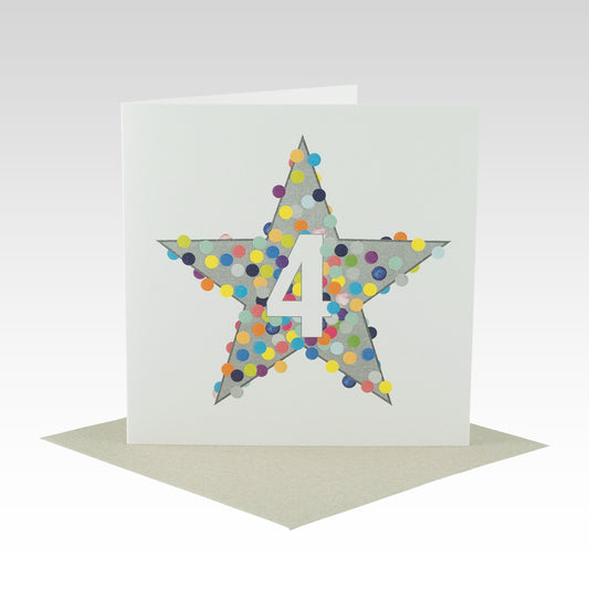 Spotty Star 4th Birthday Card