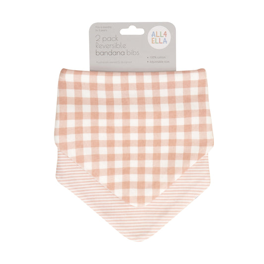 Bandana Bibs 2pk - Gingham Strawberry