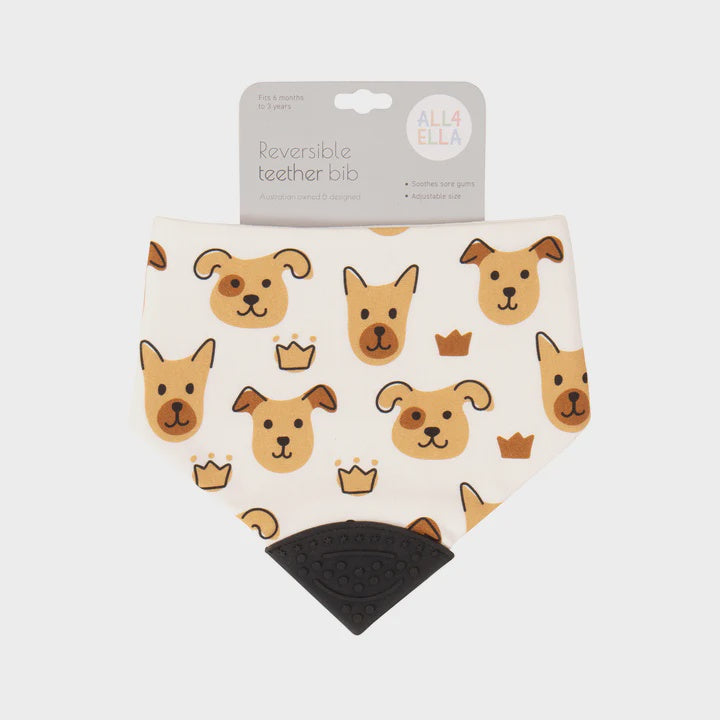 Bandana Bib with silicone teether - Puppies