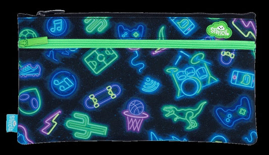 Twin Zip Pencil Case - Neon Life