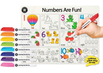 Colour In Placemat Numbers +8pk markers