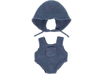 Miniland Knitted Doll Outfit 21cm - Rompers & Hood
