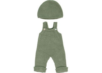 Miniland Knitted Doll Outfit 38cm - Overall & Beanie Hat