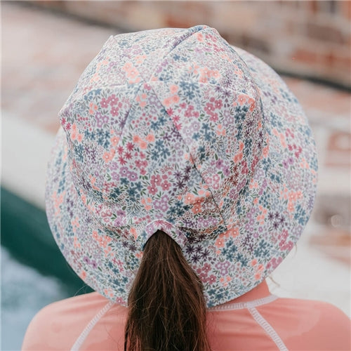 Ponytail Swim Bucket Beach Hat -  Blossom