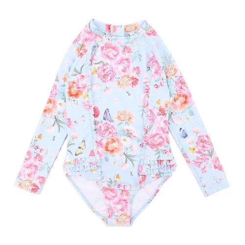 BIANCA Blue Long Sleeve Sunsuit