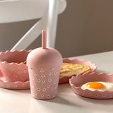 Pink Daisy Mini Smoothie Cup & Straw 200ml
