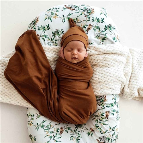 Bronze Organic Jersey Wrap & Beanie Set