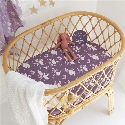 Midnight Swan Organic Bassinet Sheet / Change Pad Cover