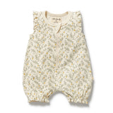 Lemon Leaf Organic Ruffle Zipsuit