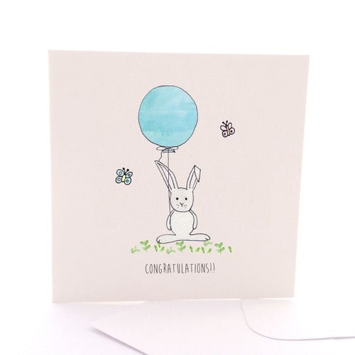 Bunny Congrats Blue Greeting Card