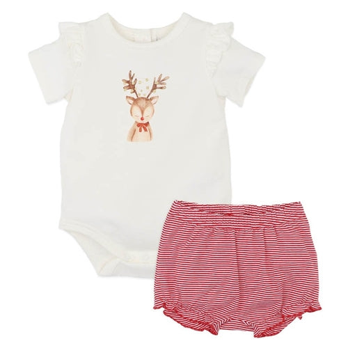 FESTIVE Reindeer Bodysuit and Shorts Set
