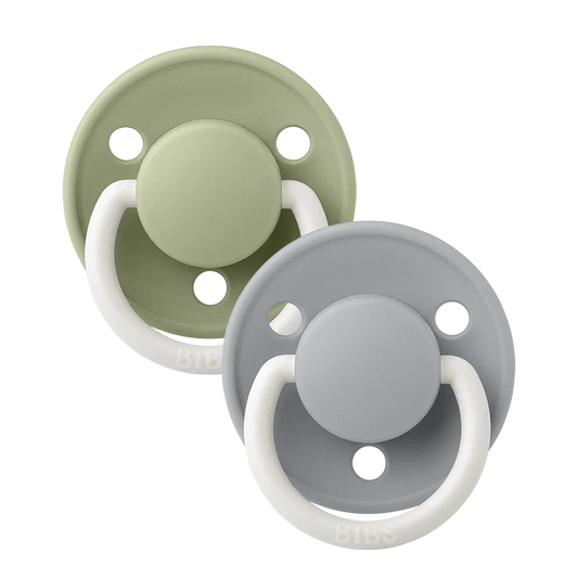 BIBS Dummies De Lux - GLOW - Silicone - Sage/Cloud