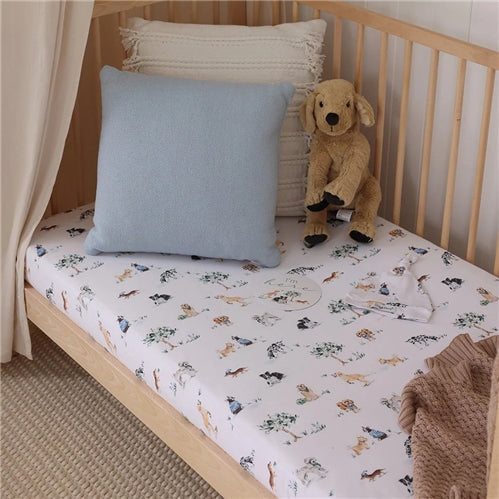 Organic Fitted Cot Sheet - Dog Park