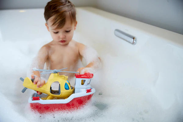 Green Toys Rescue Boat with Helicopter