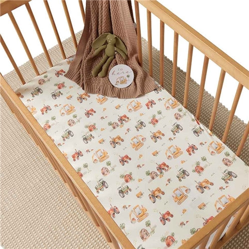 Organic Fitted Cot Sheet - Diggers