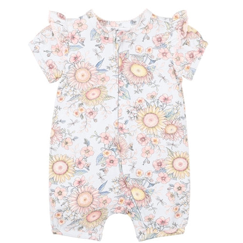 Abby Print SS Zip Romper