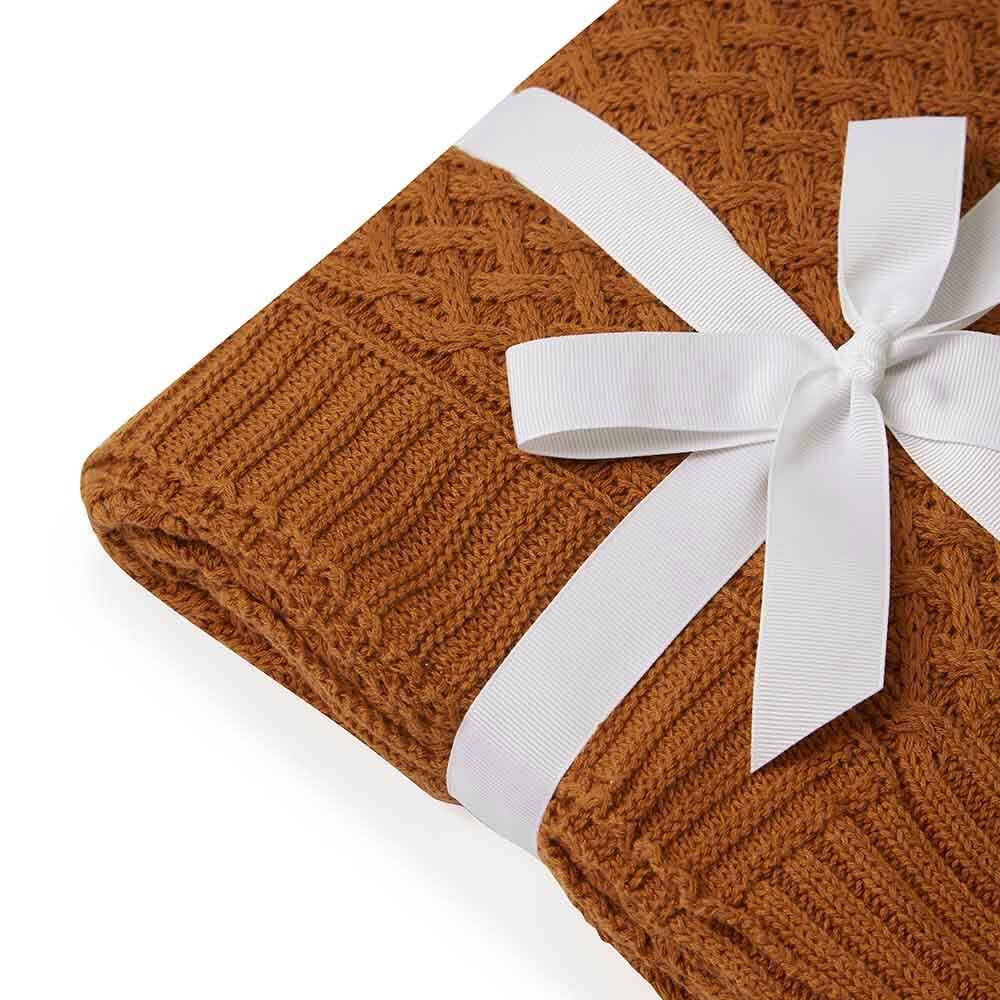 Bronze Diamond Knit Organic Baby Blanket