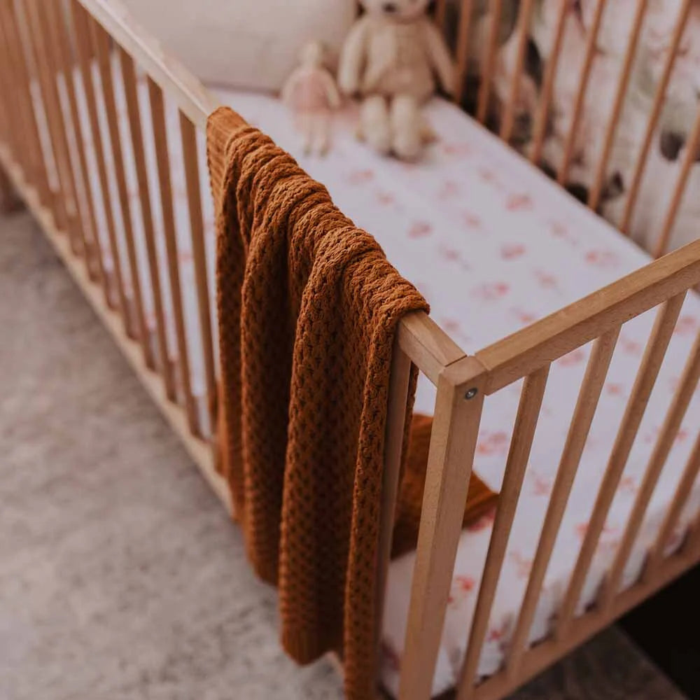 Bronze Diamond Knit Organic Baby Blanket