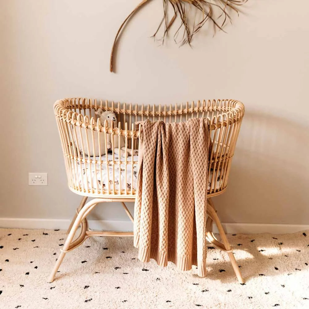 Hazelnut Diamond Knit Organic Baby Blanket