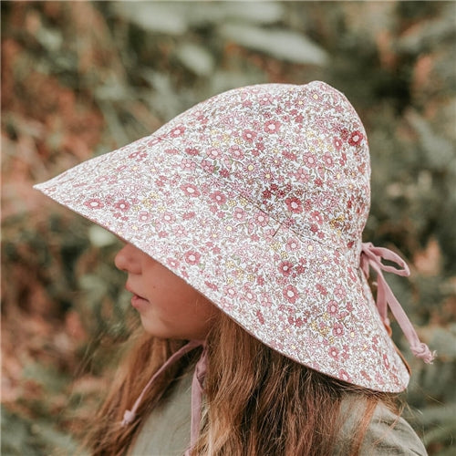 'Sightseer' Girls Wide-Brimmed Sun Bonnet - Ramble/Rosa