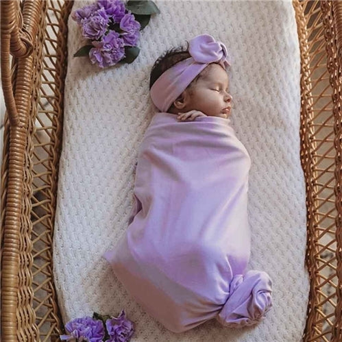 Lilac Organic Jersey Wrap & Topknot Set