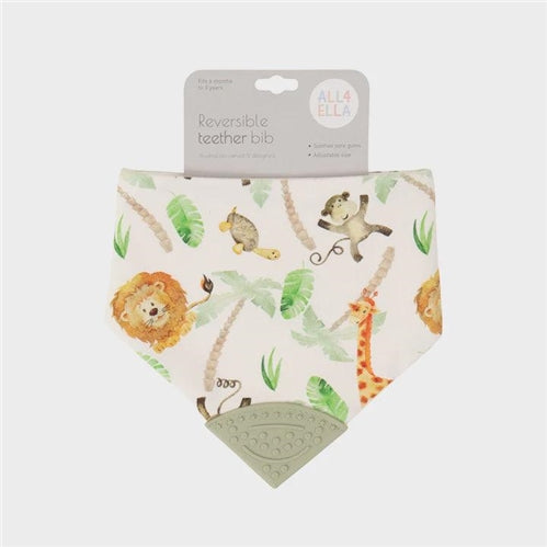 Bandana Bib with silicone teether - Jungle