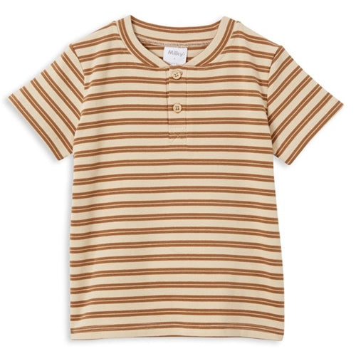 Natural Stripe Henley Tee