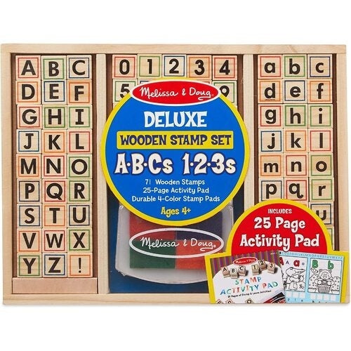 Deluxe Wooden ABC-123 Stamp Set