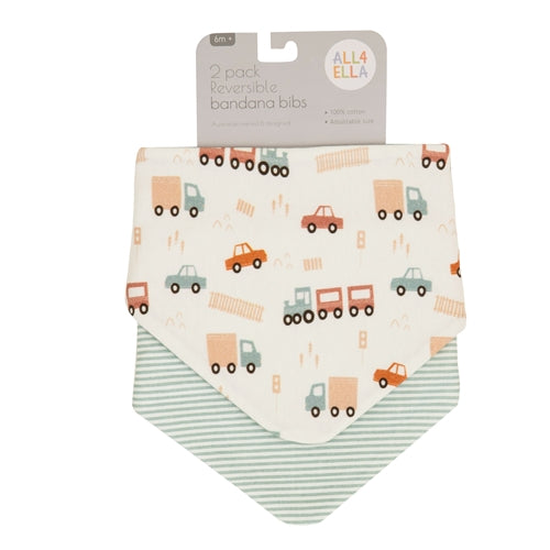 Bandana Bibs 2pk - Blue Trucks