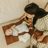 OiOi Nappy Changing Pouch - Chestnut Brown Vegan Leather