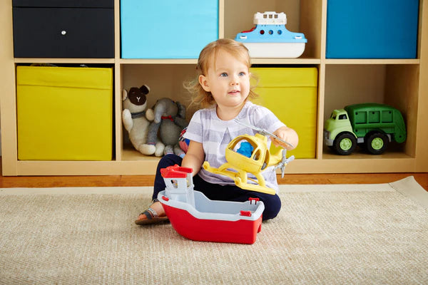 Green Toys Rescue Boat with Helicopter