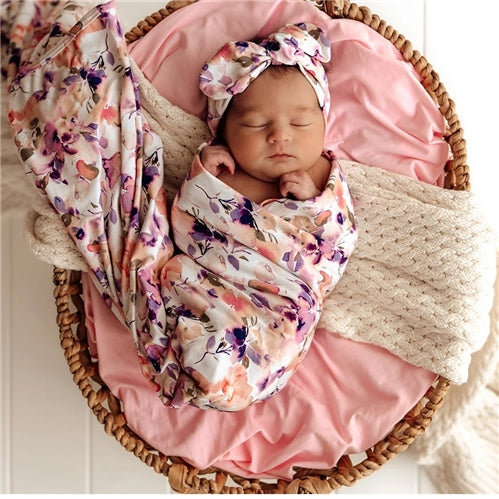 Blushing Beauty Organic Jersey Wrap & Topknot Set