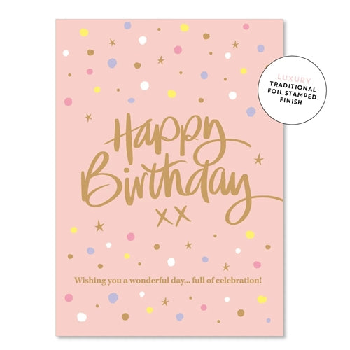 Pretty Peachy Confetti Birthday Card