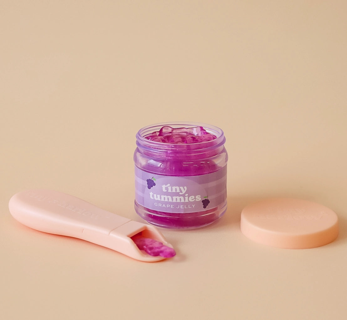 Tiny Tummies Grape Jelly food jar and spoon set