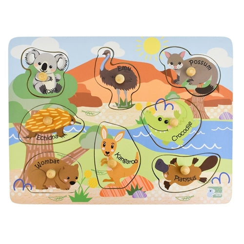 2 in 1 Aussie Animals and their babies Peg Puzzle