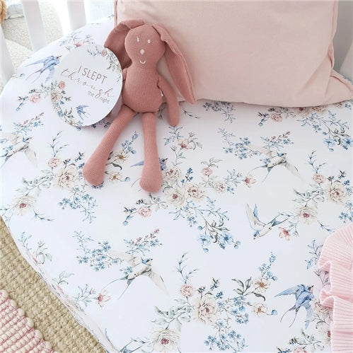 Sweet Swallows Organic Fitted Cot Sheet