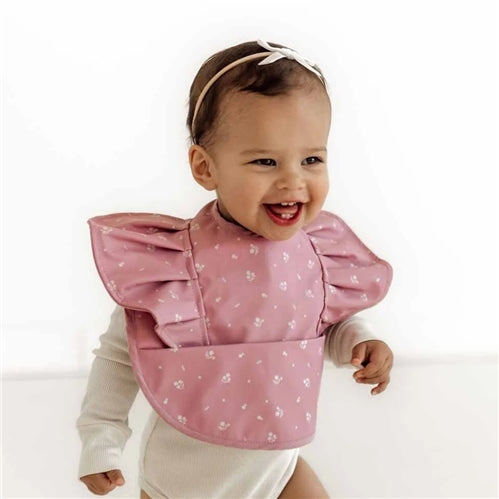 Pink Fleur Frill Snuggle Bib