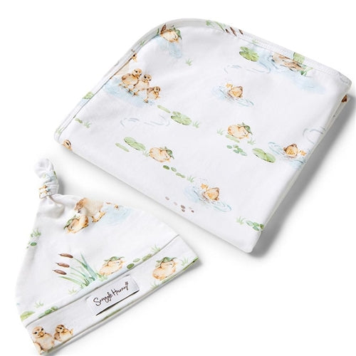 Duck Pond Organic Jersey Wrap & Beanie Set