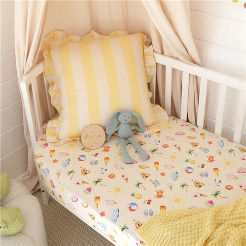 Beach Fun Organic Fitted Cot Sheet