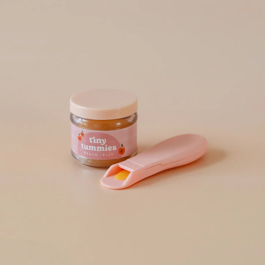 Tiny Tummies Peach Jelly Food jar and spoon set