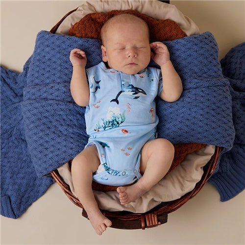 Ocean Blue Short Sleeve Organic Bodysuit