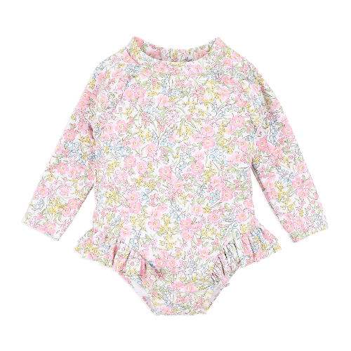 Marissa Long Sleeve Sunsuit with Aqua Nappy