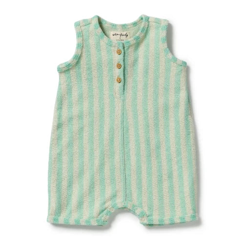 Seafoam Stripe Organic Terry Growsuit
