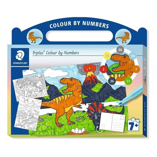 Staedtler Triplus Colour By Numbers Dinosaur Set