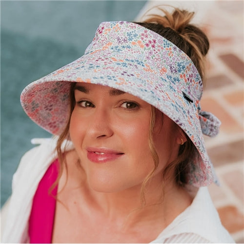 Ladies Wide-Brimmed Swim Visor Beach Hat - Blossom