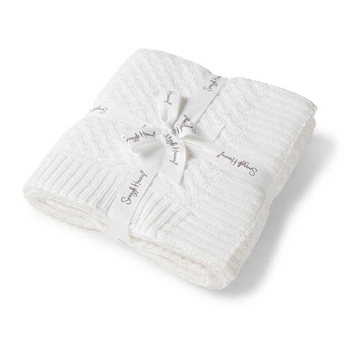 White Diamond Knit Organic Baby Blanket