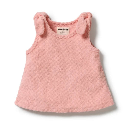 Petal Pink Check Organic Terry Singlet