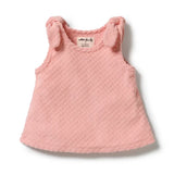 Petal Pink Check Organic Terry Singlet