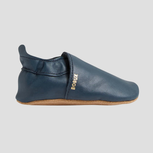 Ss Simple Infant Navy Leather Flat Shoes - Navy
