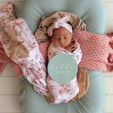 Alice's Tea Party Organic Jersey Wrap & Top Knot Set